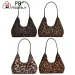 Women Suede Shoulder Leopard Print Hobo Zipper Closure Trendy Retro Handbag Work Shopping Bag_voghion.com