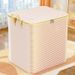 Functional Bags Large capacity striped storage bag moving quilt bag foldable double zipper storage bag storage box_voghion.com