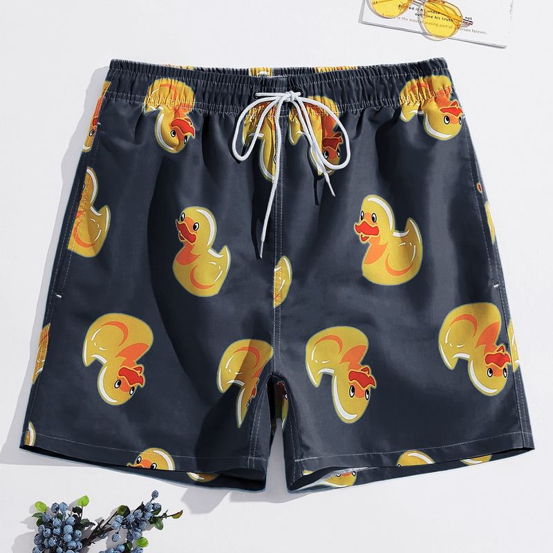 Men's Flamingo Swimming Trunks Men's Vacation Hot Spring Casual Beach Pants Men's Loose Surfing Shorts_voghion.com