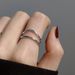 Doppellagiger, geometrischer Wellenlinien-Ring, verstellbar, elegant, minimalistisch, gestapelt, für den Zeigefinger_voghion.com
