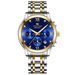 Reloj de hombre de la marca VA VA VOOM con correa de acero y esfera azul, reloj de negocios de moda resistente al agua._voghion.com