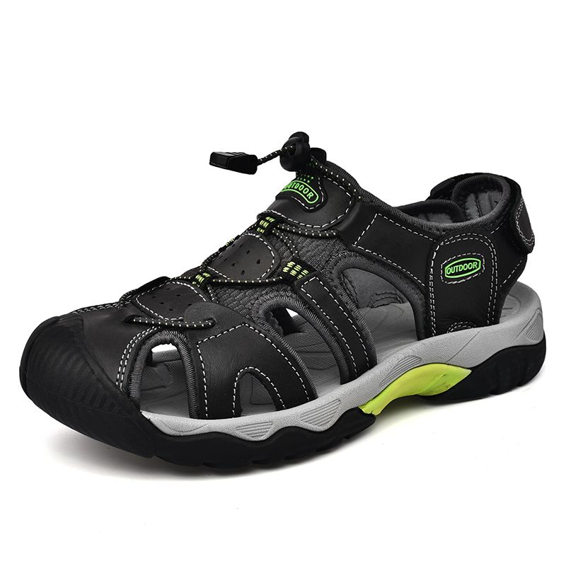 Summer Men's Sandals Classic Genuine Leather Sandals Fashion Outdoor Hiking Shoes Light Breathable Non-slip Sneakers 38-48_voghion.com