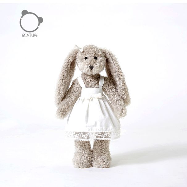 Style White Gauze Skirt Dress Rabbit Plush Toy Girl Sleeping Comfort Doll Birthday Gift Souvenir Doll_voghion.com