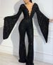 Damenbekleidung Pailletten Sexy Fledermausärmel Top Jumpsuit Abendkleid Neu_voghion.com
