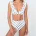 2024 Ruffle Edge Deep V Bikini Black And White Wave Dot Printed Sexy Swimsuit_voghion.com