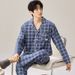 Cotton sleepwear men, 2024 new spring and autumn season long sleeved plaid casual loose fit plus size for outerwear home_voghion.com