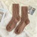 Soft & Warm Wool Blend Socks For Men And Women - Mid-Crew Cotton Knit Socks With Ribbed Design - Cozy & Breathable For All Seasons_voghion.com