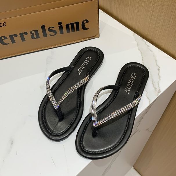 Women's Flat Thong Sandals With Crystals - Casual Flip Flops For Beach & Daily Wear_voghion.com