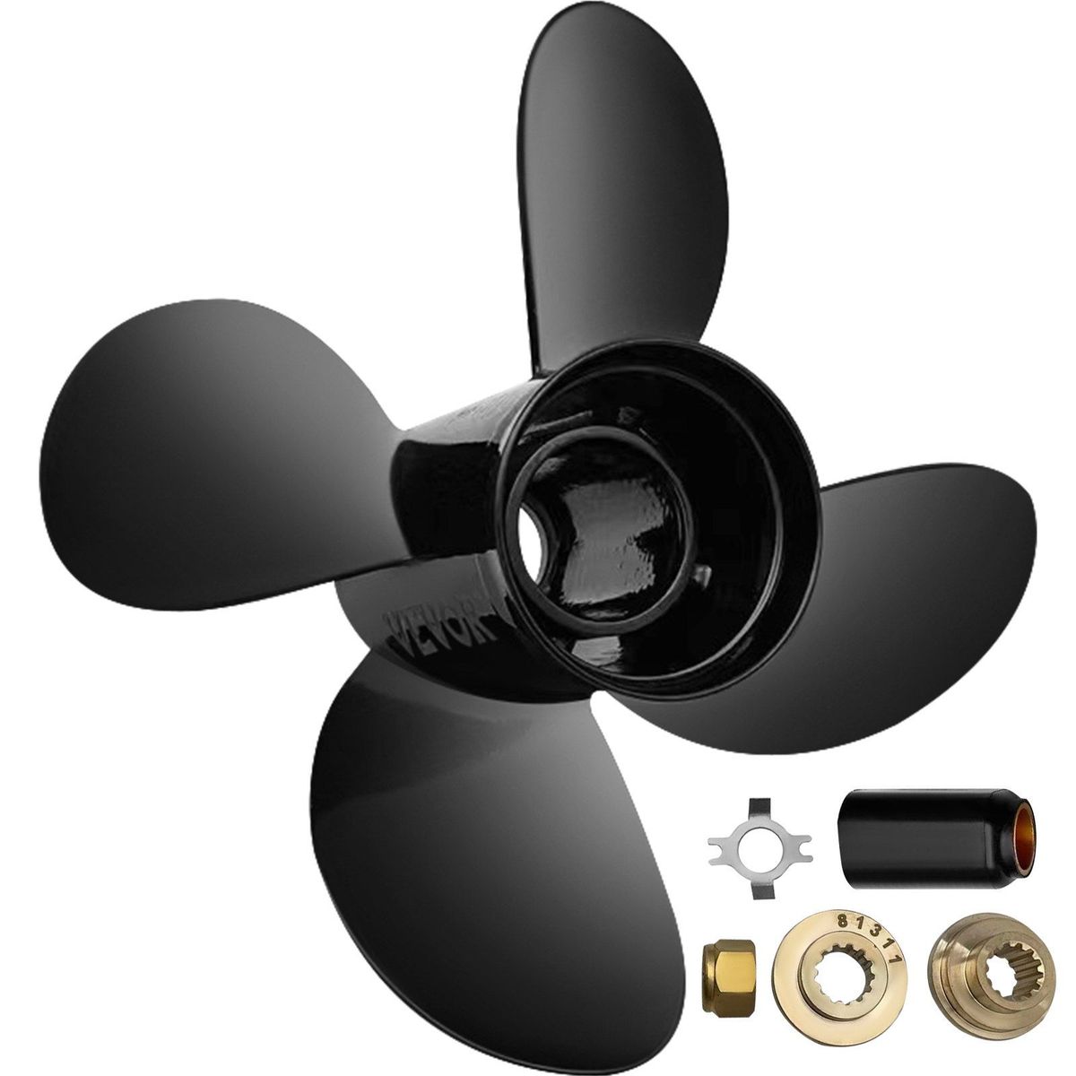 VEVOR Outboard Propeller, Replace For OEM 48-8M8026630, 4-Blade 10.3\" X 13\" Aluminum Boat Propeller, Compatible With Mercury Mariner 25HP Bigfoot/Command Thrust 60Hp Outboard, 13 Tooth Splines, RH_voghion.com