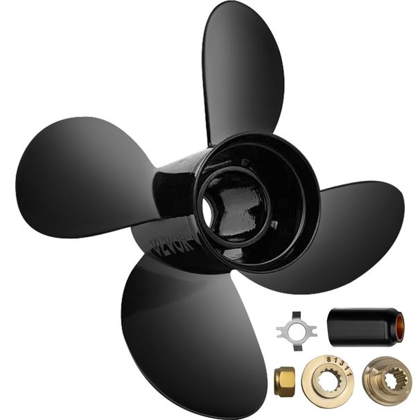 VEVOR Outboard Propeller, Replace For OEM 48-8M8026630, 4-Blade 10.3\" X 13\" Aluminum Boat Propeller, Compatible With Mercury Mariner 25HP Bigfoot/Command Thrust 60Hp Outboard, 13 Tooth Splines, RH_voghion.com