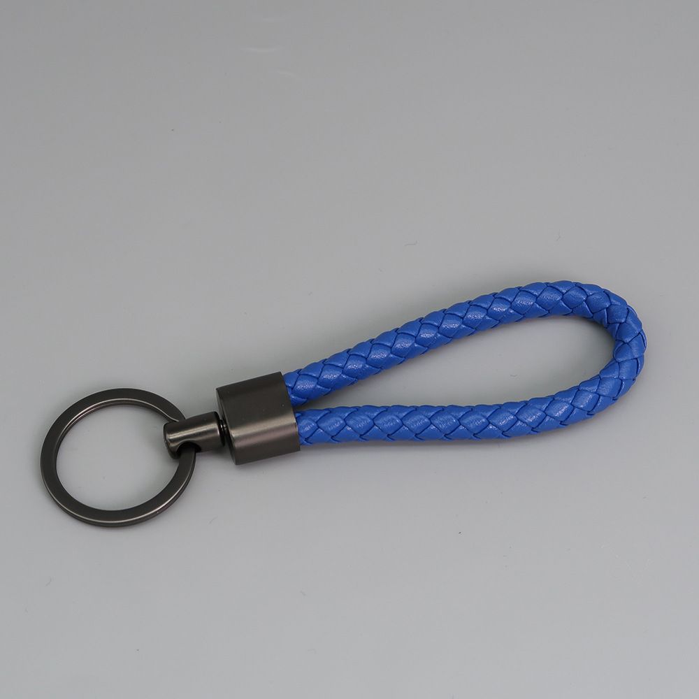 Braided Leather Cord Key Chain Zinc Alloy Button-end Key Ring Ring Car Key Hanging Accessory_voghion.com
