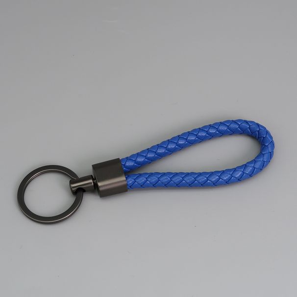 Braided Leather Cord Key Chain Zinc Alloy Button-end Key Ring Ring Car Key Hanging Accessory_voghion.com