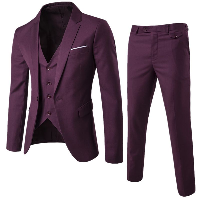 Herrenbekleidung Herrenanzug Dreiteiliger Businessanzug Kleiner Anzug Slim Fit Trauzeuge Bräutigam Hochzeitskleid_voghion.com