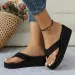 Clip Toe Platform Slippers For Women EVA Solid Color Lightweight Wedges Flip Ps Woman Thick Bottom Non-Slip Slides Beach_voghion.com