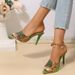 Sequin Pointed High Heel Open Toe Mules For Women Sexy Stiletto Fashion Sandals_voghion.com