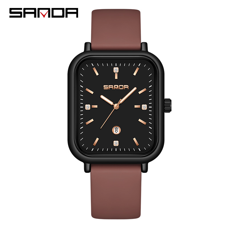 Unisex Minimalist Square Silicone/Leather Watch With Date Function, 30M Water Resistant, Casual Quartz Timepiece Waterproof Casual Quartz Watch_voghion.com