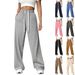 Nuovi pantaloni elastici in vita con tasche laterali, pantaloni della tuta larghi in pile spesso, taglio dritto, tinta unita, pantaloni lunghi da donna_voghion.com