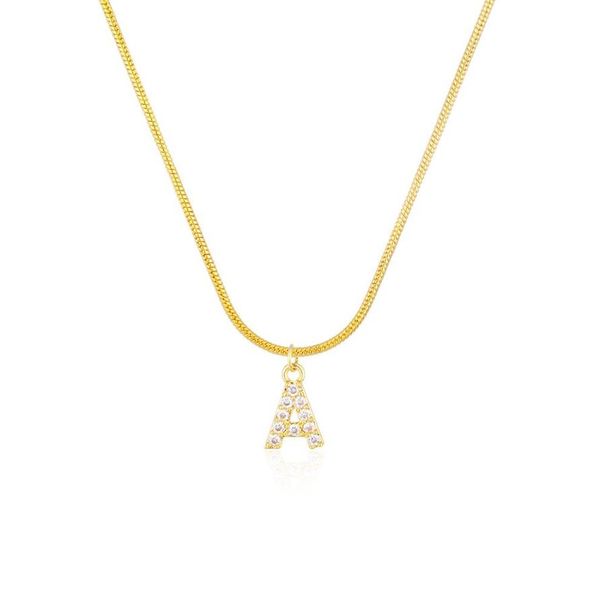 Catene iniziali con lettere in oro alfabeto intarsiato con diamanti gioielli di design donne collana con ciondolo personalizzato gioielli_voghion.com