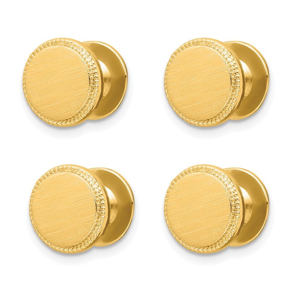 Kelly Waters Gold-plated Florentine Beaded Four Piece Tuxedo Studs Set_voghion.com