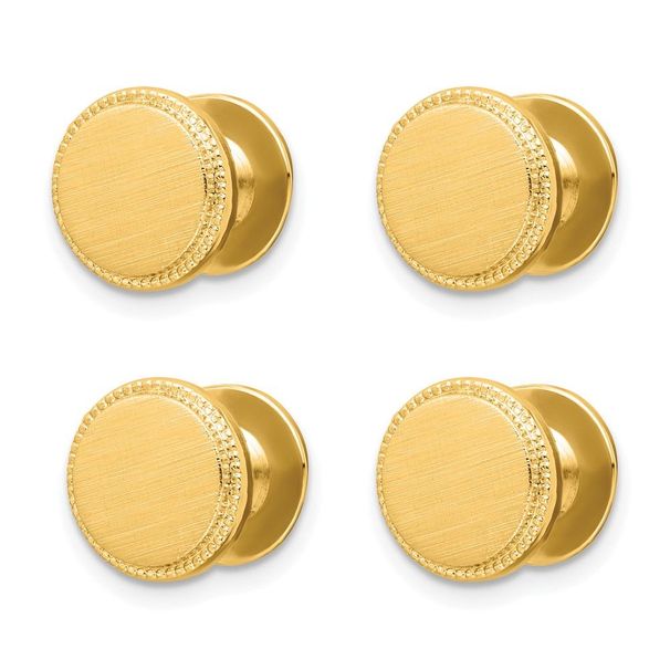 Kelly Waters Gold-plated Florentine Beaded Four Piece Tuxedo Studs Set_voghion.com