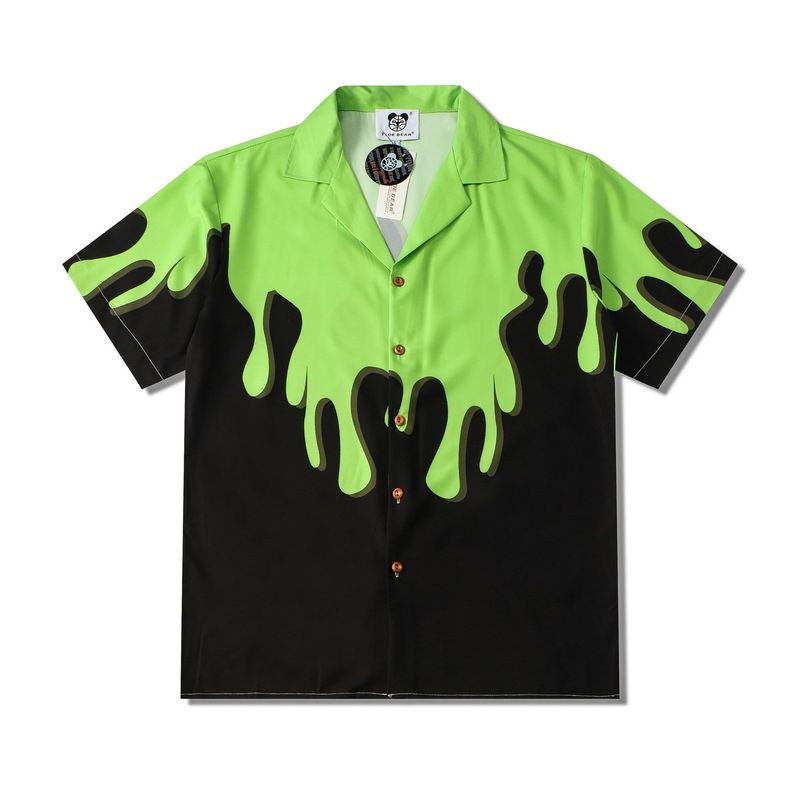 Men's Clothing Summer Digital Printing Creative Ink Splash Beach Casual Short Sleeved Cardigan Trendy Men's Shirt_voghion.com