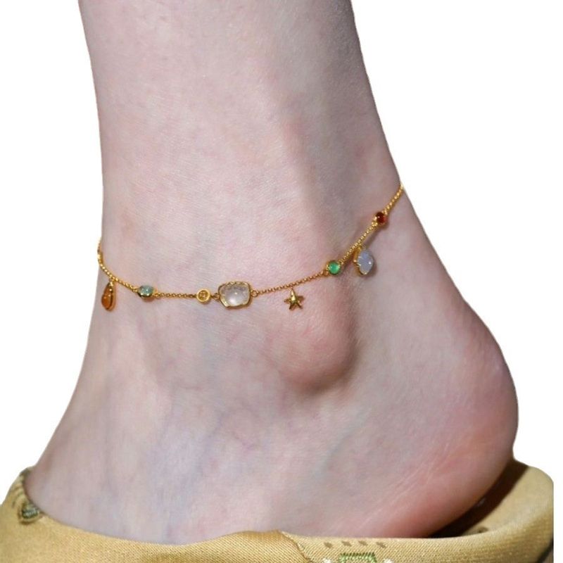 Cavigliera da donna in rame tinta unita stile semplice_voghion.com