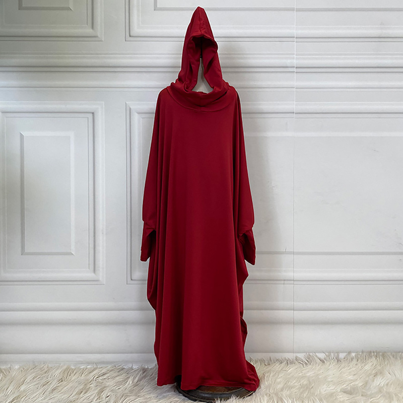 Großes, einfarbiges, modisches Kinderkleid mit Fledermausärmeln 6399_voghion.com