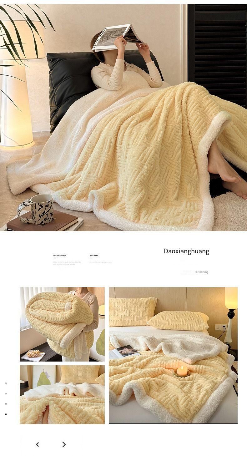 2025 New Jacquard Shu Cotton Wool Lamb Wool Blanket Gift Thickened Blanket_voghion.com