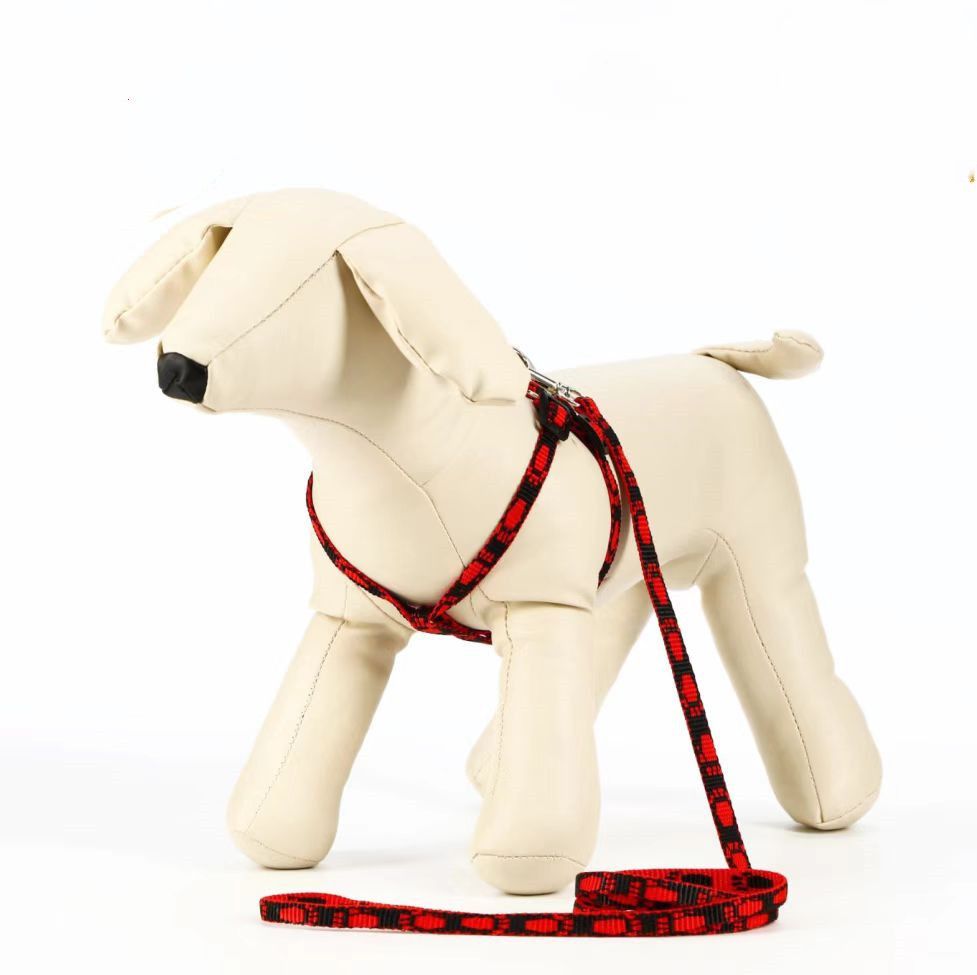 Verdickte Hundeleine für Haustiere mit Brustgeschirr mit Pfotenabdruck, geeignet für kleine und mittelgroße Hunde_voghion.com