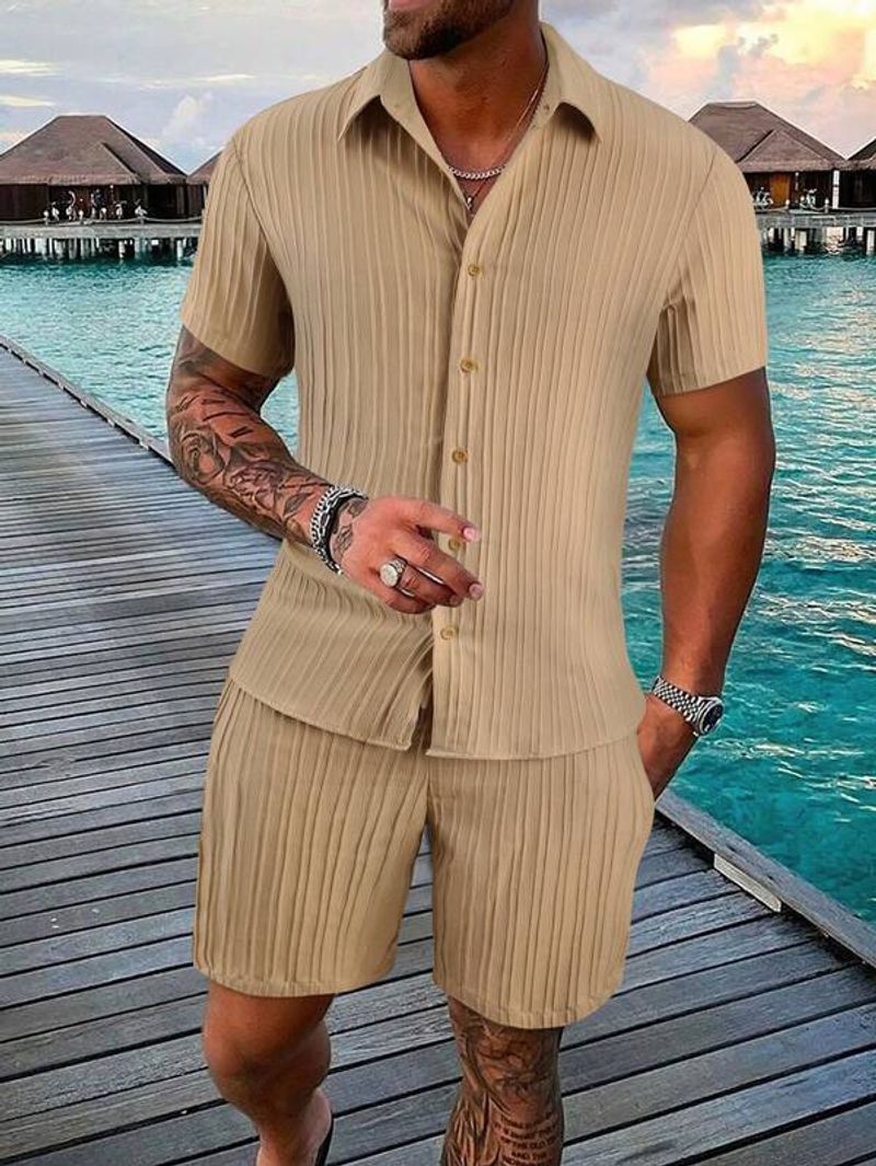 Men's Clothing Polo Casual Loose Short-sleeved Shorts Sports Suit_voghion.com