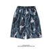 Men's Floral Shorts Quick-Drying Thin Hawaiian Tide Crane Print Five-Point Beach Pants_voghion.com