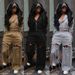 Women's Hooded Zip-Up Sweatshirt & Wide-Leg Pants Set - Edgy Distressed Two-Piece Outfit For Casual & Commute_voghion.com
