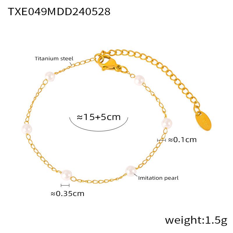 Sieradenset voor dames, modieus, elegant temperament, parelketting, veelzijdig, lente en zomer, ronde titanium stalen O-vormige ketting, vervaagt niet, sieraden_voghion.com