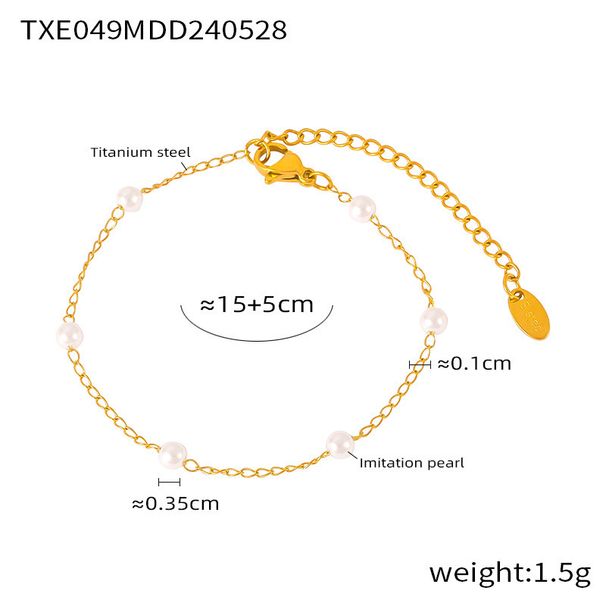 Sieradenset voor dames, modieus, elegant temperament, parelketting, veelzijdig, lente en zomer, ronde titanium stalen O-vormige ketting, vervaagt niet, sieraden_voghion.com