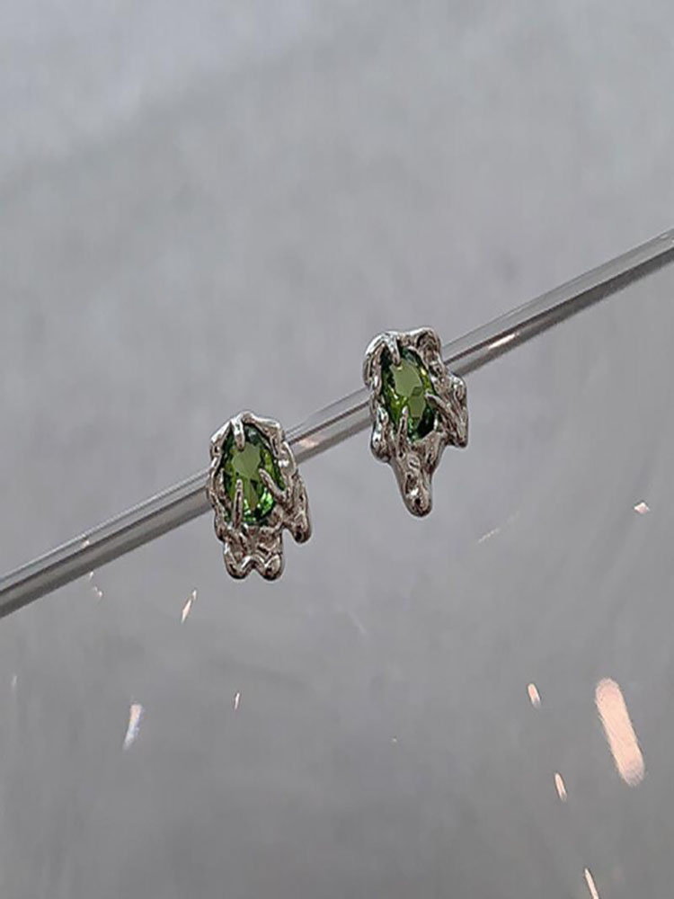 Farbe VENUS Silber Runde Peridot Ohrringe Für Frauen & Mann Unregelmäßigen Lava Schmuck Mädchen Geschenk Dropship Dropshippi pi_voghion.com