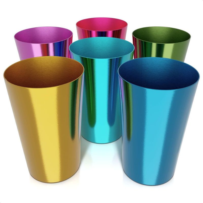 6 Pcs Aluminum Tumblers 15 Oz Lightweight Durable And Reusable Metal Cups Vibrant Festive Colors For Hot And Cold Beverages Sturdy Anodized Design F_voghion.com