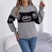 Maglione pullover a maniche lunghe color block con testa di zucca, tema Halloween, autunno inverno, moda donna_voghion.com