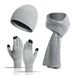 winter warm knitted wool plus velvet thick gloves hat scarf three piece set_voghion.com