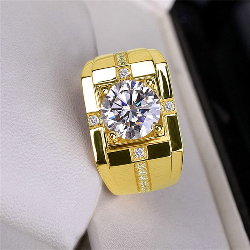Anillo de cobre de 1 quilate para hombre, con corazones y ocho flechas de circonitas en oro champán._voghion.com