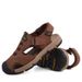 Sandalen Herren Neu Sommer Leder Weich Mit Einer Zehenkappe Und Dicker Sohle Für Anti-Rutsch Trend. Klettverschluss Outdoor Dad Strandschuhe_voghion.com