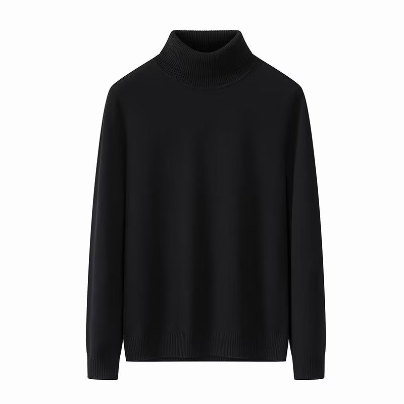 Men's High Neck Knit Sweater Slim Fit Pullover, Soft Wool Blend, Long Sleeve Thermal Top For Winter, Casual & Layering Essential_voghion.com