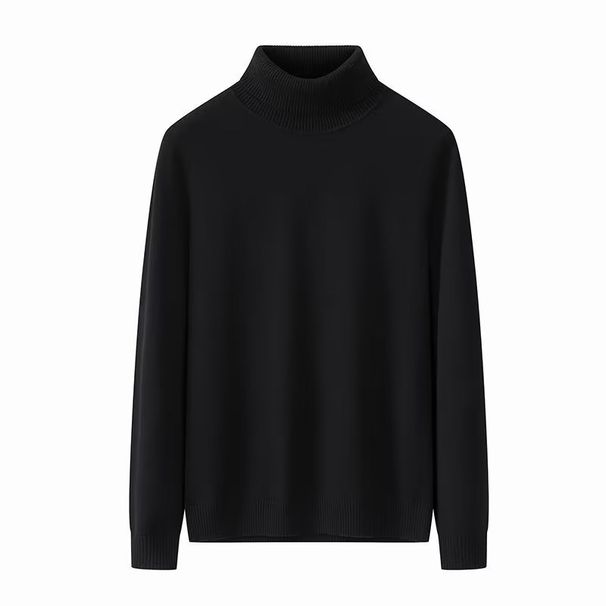 Men's High Neck Knit Sweater Slim Fit Pullover, Soft Wool Blend, Long Sleeve Thermal Top For Winter, Casual & Layering Essential_voghion.com