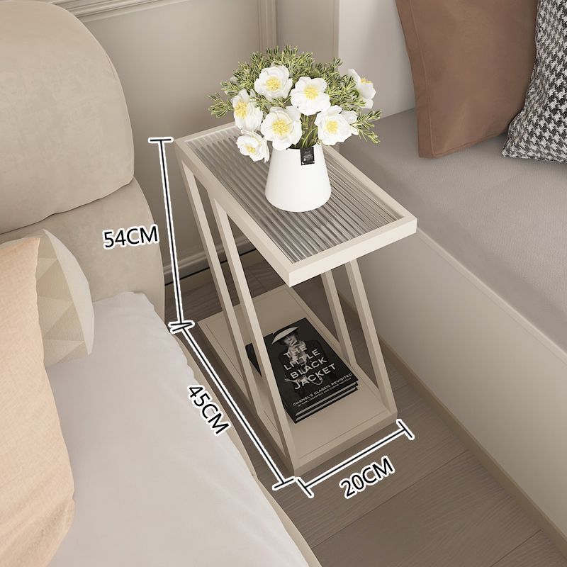 Living Room Sofa Side Changhong Glass Floor Storage Rack Iron Art Ultra Bedside Small Narrow Corner Table_voghion.com