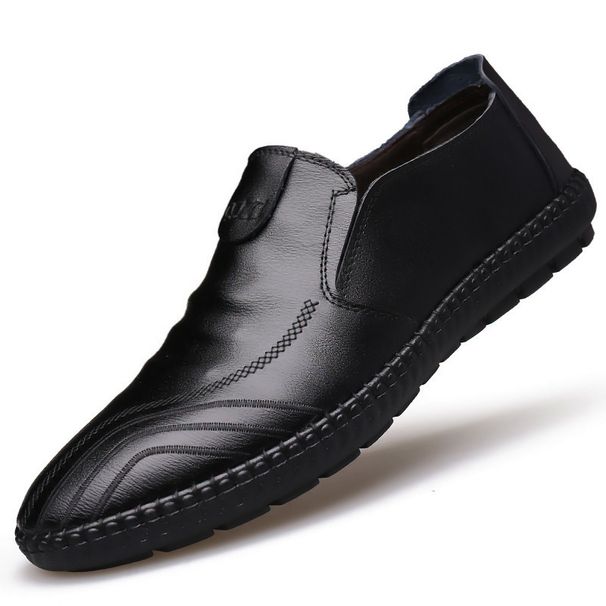 Loafers Men Handmade Leather Shoes Casual Driving Flats Slip-on Shoes Moccasins Boat Shoes Blue _voghion.com