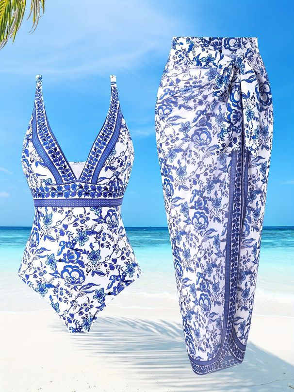 Maillot de bain une pièce sexy avec jupe couvrante, push-up haute élasticité, dos nu, pour femmes, tailles S, M, L, XL_voghion.com