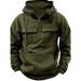 Spring And Autumn New Men's Hooded Solid Color Sweater Youth Sports Multi-Pocket Leather Sweater Jacket_voghion.com