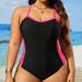 2025 New Color-Block Slimming Strap Bikini Women's High-End Hot Spring Plus Size Swimsuit_voghion.com