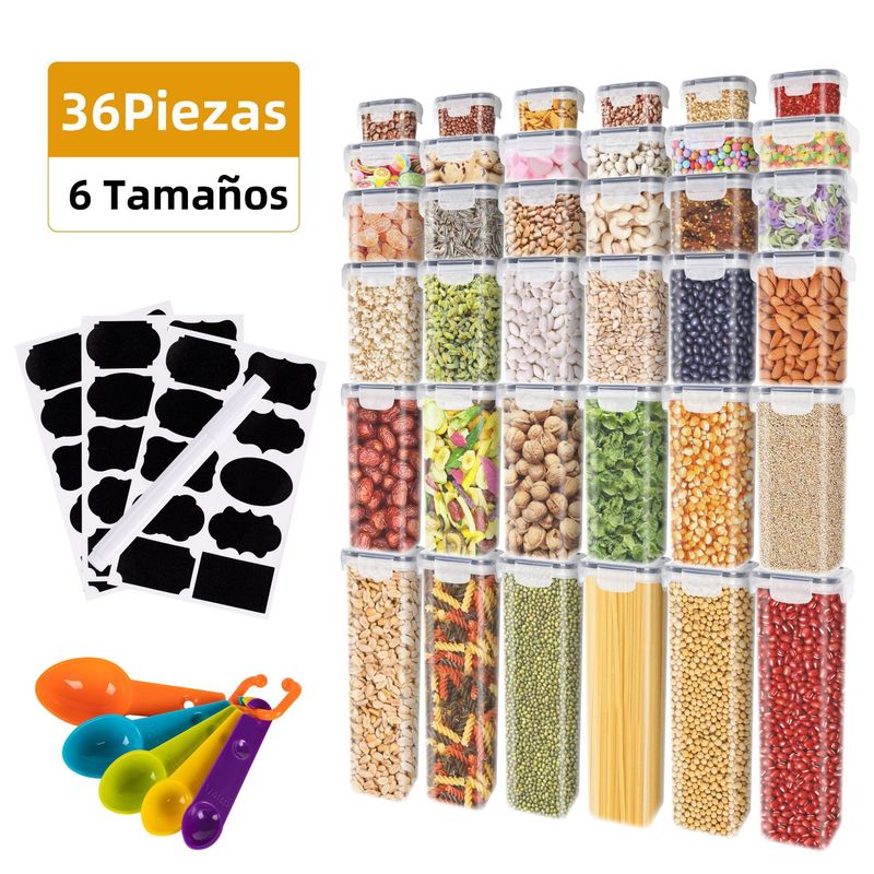 36-Piece Premium Airtight Food Storage Container Set – 100% Virgin PP Plastic, Stackable Modular Design For Dry Goods, Spices & Baking Ingredients_voghion.com