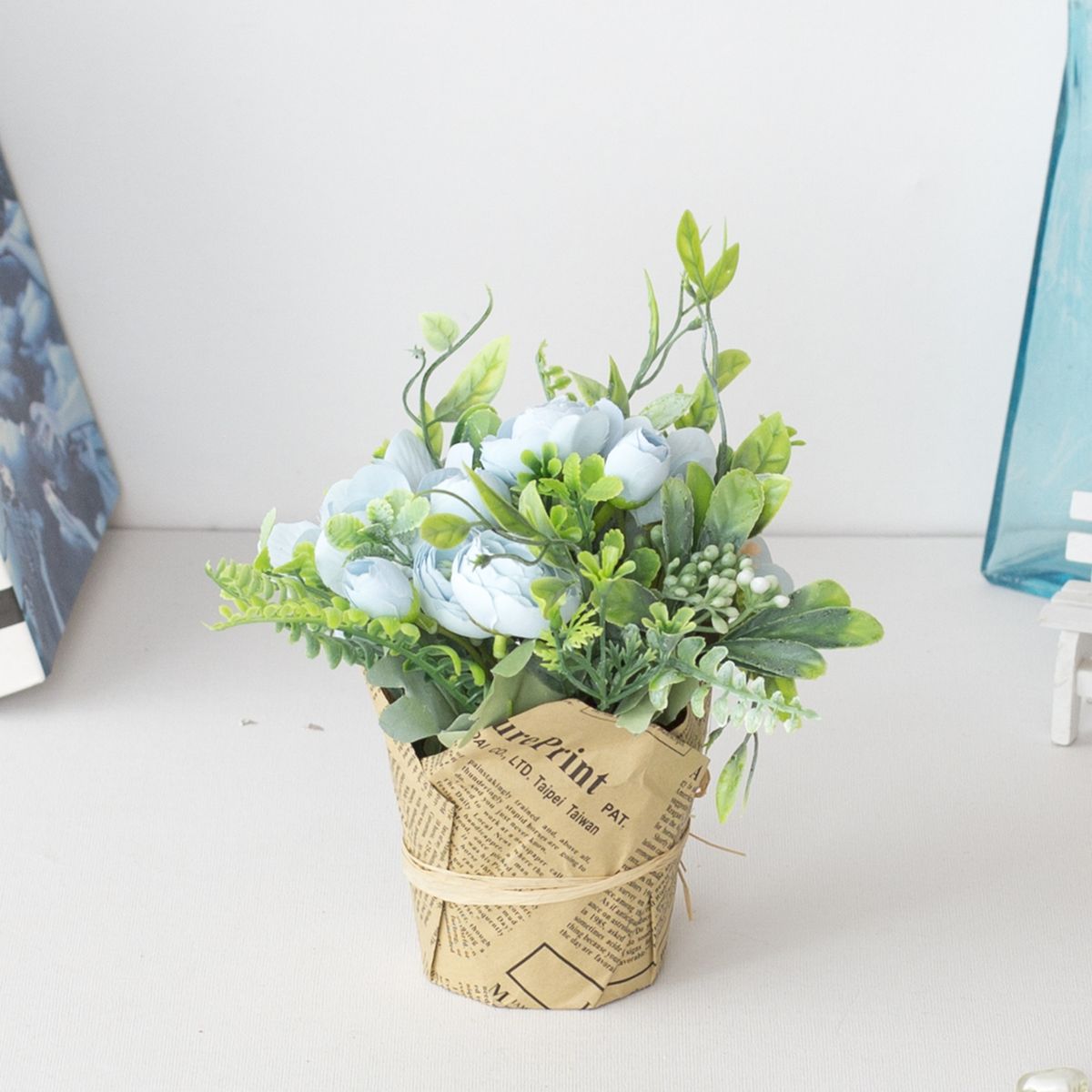 Simulazione pianta verde piante in vaso Simulazione pianta fiore bonsai desktop pianta verde piante in vaso ornamenti Tazza di giornale piante in vaso_voghion.com