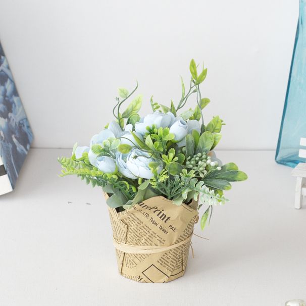 Simulazione pianta verde piante in vaso Simulazione pianta fiore bonsai desktop pianta verde piante in vaso ornamenti Tazza di giornale piante in vaso_voghion.com